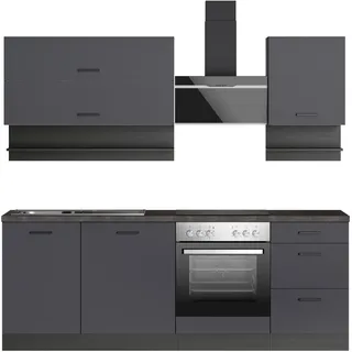 kochstation Küchenzeile KS-Frieda 220 cm grau