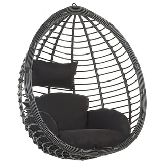 Moderner Outdoor Hängekorbsessel Rattan inkl. Kissen Schwarz Tollo