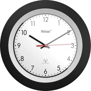 Mebus 19447 Funk-Wanduhr - Schwarz, Weiß, Rot