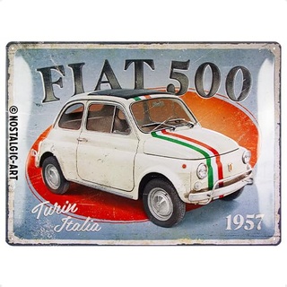 Nostalgic-Art Blechschild 30 x 40 cm - Fiat 500 - Turin Italia