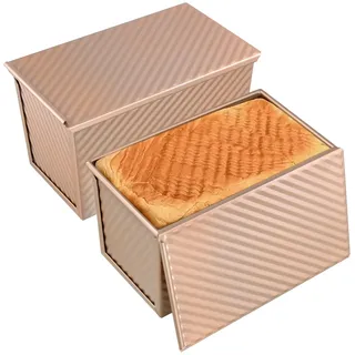 MUNGHOK 2 Stück Toastbrot Backform mit Deckel 550G, Toast Backform Brotbackform Tief, Antihaft Brot Kastenform zum Backen Toast Kuchen