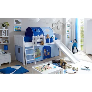 TICAA Hochbett Ekki 207 x 118 x 206 cm Kiefer massiv weiß pirat