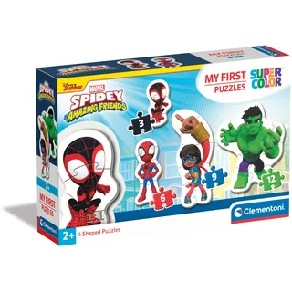 CLEMENTONI Marvel Spidey and His Amazing Friends My First Puzzles | 4 Mini-Puzzle (3, 6 , 9, 12 Teile) - Geschicklichkeitsspiel für Kleinkinder ab 2 Jahren, 20836