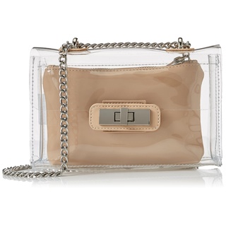 Steve Madden Damen Scene Clutch Crossbody Bag, Transparent, Einheitsgröße