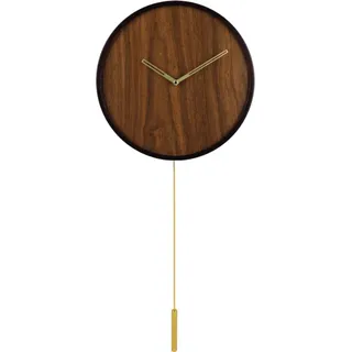 SensaHome Wanduhr Stockholm – Minimalistische Uhr im Japandi-Stil – Holzpendeluhr im nordischen Design – Ø30 cm – Braun - Braun