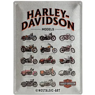 Nostalgic-Art Retro Blechschild, 30 x 40 cm, Harley-Davidson – Model Chart – Geschenk-Idee für Biker, Original Lizenzprodukt (OLP), aus Metall, Vintage Design, Blechschilder Sprüche