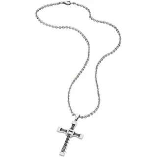 SAVE BRAVE Kette Davis Herren Halskette Edelstahl IP Schwarz großer Anhänger Schmuck 50+20 cm 35x60 mm
