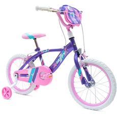 Huffy Mädchen Glimmer 16 Zoll Mädchenfahrrad lila und pink 5-6 Jahre leichtes Schnellbaurad + Stützräder Bike, Violett, 40,6 cm