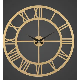 Opviq, Romantal New - Gold, Dekorative Metall-Wanduhr, 100 % METALL, Gold, 41 x 41 cm - Gold