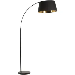 BELIANI Stehlampe Schwarz 197 cm aus Metall mit Stoffschirm langes Kabel mit Schalter Bogenlampe Modernes Design - Schwarz, Kupfer