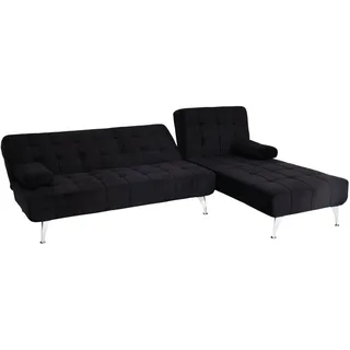 Mendler Schlafsofa HWC-K22, Couch Ecksofa Sofa, Liegefläche links/rechts Schlaffunktion 236cm Samt schwarz