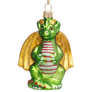 SIKORA Drache besondere Weihnachtskugel Glas Weihnachtsmann Christbaumschmuck Deko Figur Weihnachten Anhänger Ornament - Premium Line - BS855