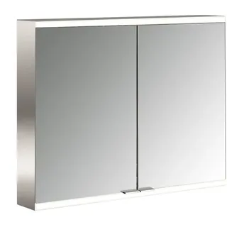 emco prime 2 Lichtspiegelschrank, 800 mm, 2 Türen, mit verspiegelten Seitenwänden, Aufputzmodell, 949706324, Farbe: aluminium/weiß