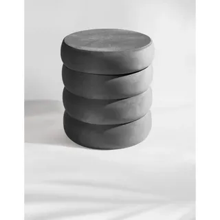 Blumtal Samthocker mit Stauraum Rund – Samt Pouf Grau , Textil , 42x47x42 cm , Wohnzimmer, Sessel, Hocker & Hockerbänke, Sitzhocker
