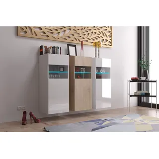 Furnitech K3 Modernes Wohnzimmer, Kommode, Schrank, Sideboard, Schlafzimmer, Esszimmer, Wohnzimmermöbel (Möbel ohne LED, K3-HGM20-WS5)