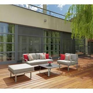 Karasek Set Sylt Alu I - Gestellfarbe graumetallic, Kissenfarbe im unteren Bereich wählbar