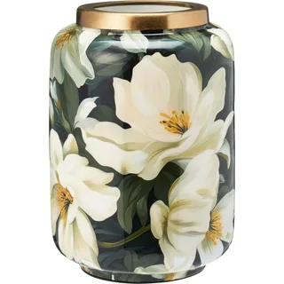 Metallvase mit Blumenmuster, Eisen, 20,5 cm, 1 Stück - Beige, Gold