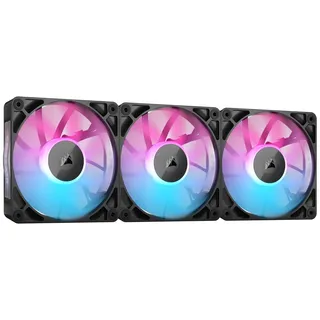 Corsair iCUE LINK RX120 RGB 120mm PWM-Lüfters mit iCUE LINK System Hub - Magnetisches Kuppellager - Dreierpack - Schwarz