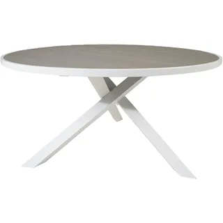 VCM Gartentisch Ø 140 x 73 cm Grau/Weiß