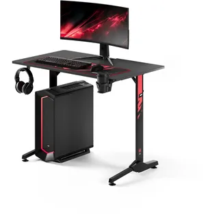 Diablo Chairs Diablo X-Mate Gaming Tisch 100 cm x 75 cm x 60 cm Schreibtisch PC Computertisch Ergonomisch Carbon Tischplatte Kopfhörerhaken Getränkehalter Rutschfester Fußschutz