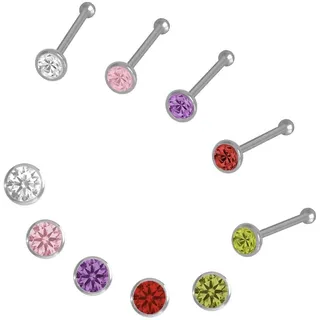 Firetti Nasenpiercing-Set »Multipack Schmuck Geschenk Silber 925 Piercing Nasenstecker«, (Set, 5 tlg.), mit Zirkonia (synth.), bunt