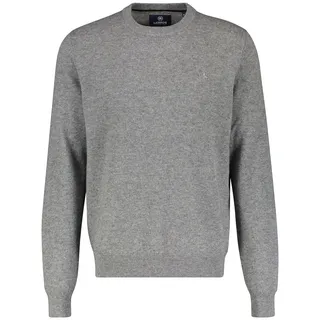 Strickpullover LERROS "Strickpullover in weicher Schurwollqualität mit Kaschmiranteil", Herren, Gr. 3XL, grau (platinum grau melange), 88% Schurwolle, 12% Kaschmir, Rundhals, Pullover Strickpullover