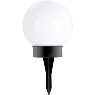 EGLO LED Solar Kugel Puglia, Gartenlampe mit Erdspieß, Solarlampe für außen, Outdoor Lampe Garten aus Kunststoff in Schwarz und Weiß, warmweiß, IP44, Ø 15 cm