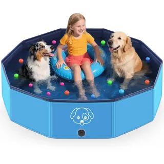 Lozzzyo Hundepool große & Klein Hunde aus Anti-Rutsch PVC, Faltbare Hunde Pool - Leicht zu Reinigen Hundeplanschbecken für Outdoor, Reise, Garten - Planschbecken (120 * 30CM)