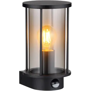 GLOBO Außenleuchte Edelstahl 25,2 cm inkl. Bewegungsmelder schwarz matt