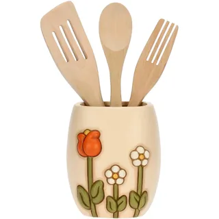 THUN Löffelhalter aus Keramik mit Holzlöffeln Happy Country