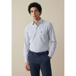 Langarmhemd FYNCH-HATTON "FYNCH-HATTON Langarmhemd", Herren, Gr. L, N-Gr, blau (navy strip), Jersey, Obermaterial: 100% Baumwolle, ohne Ausschnitt, 2-Knopf-Manschette, Hemden Langarmhemd, bequeme Passform, unifarbenes Design, mit Brusttasche