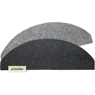 Primaflor Stufenmatte Basic - Anthrazit, 15er Set, Selbstklebende Teppenmatte Halbrund, Rutschhemmender Treppenschutz, optimal für Renovierung und Umzug