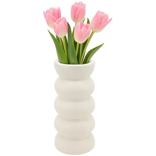 APOMOONS Keramik Vase Weiß Blumenvase 20x8x8CM Blumen Vase Boho Vasen Weiss Aesthetic Vasen für Pampasgras Deko Trockene Frische Blumen Blumenvasen Modern für Home Wohnzimmer Esstisch Büro Deko