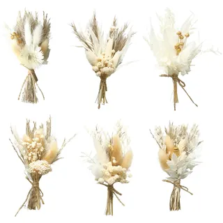 6 Bündel Trockenblumenstrauß Mini Echten Trockenblumen zum Basteln Boho Trockenblumenstrauß Klein Handgemachter Blumenstrauß Natürliche Getrocknete Blumenstrauss Blumen Deko für Bilderrahmen
