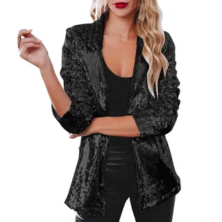 Nightclub Pailletten Blazer Damen Schimmer Glitzer Jacke Mantel Herbst Outerwear