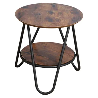 Runder Couchtisch mit zusätzlicher Ablage, Industrial Vintage, 40x42cm