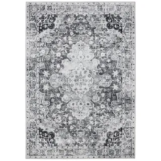 benuta Vintage-Teppich George waschbar 140x200 cm , Anthrazit , Kunststoff , Vintage , Rechteckig , 140x200 cm , Oeko-Tex® Standard 100 , in verschiedenen Größen erhältlich, rutschfeste Unterfläche, waschbar , Teppiche und Böden, Teppiche, Vintageteppiche