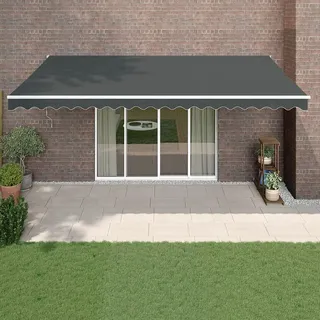 Xichuzi Markise Einziehbar Anthrazit 5x3 m Stoff und Aluminium, Sichtschutz Balkon, Balkon Markise, Seitenmarkise, Klemmmarkise, Sonnenvorhang, Balkonmarkisen - 3154440