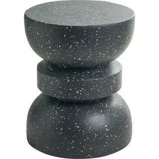 BELIANI Beistelltisch Schwarz MgO und Glasfaser Rund ⌀ 37 cm Terrazzo Optik Sanduhrform Modern Outdoor Couchtisch Wohnzimmer Ausstattung Möbel - Schwarz