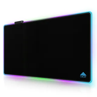 Cacoy 900x600 mm XXL RGB Gaming Mauspad, Premium Übergröße Computer Mousepad mit 9 Beleuchtungs-Modi LED, Vernähte Kanten und Rutschfester Gummiunterseite, Groß Schreibtischunterlage, Schwarz