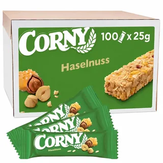 Müsliriegel Corny Classic Haselnuss | Mit Haselnüssen & Honig | 100 x 25 g
