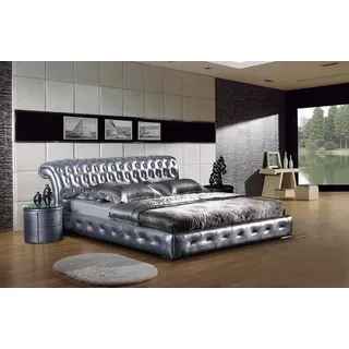 Polsterbett Doppelbett Designer Bett Ehebett Schlafzimmer Lederbett Neu Betten - Weiß