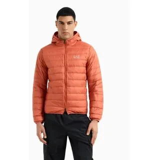 EA7 für Herren. 8NPB24_PNGPZ Faltbare Daunenjacke Core Identity mit Kapuze Orange (L), Lässig, Polyamid