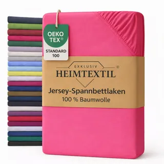 EXKLUSIV HEIMTEXTIL Marke Jersey Spannbettlaken 60 x 120-70 x 140 cm 100% Baumwolle Öko - Tex Zertifiziert, Markenqualität, Matratzenhöhe bis 10 cm, Pink