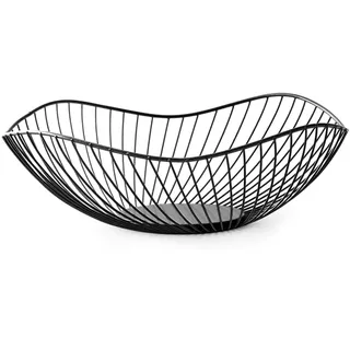 LdawyDE Obstschale Schwarz Obstschalen Metall Obstkorb Modern Fruit Basket Bowl Obstaufbewahrungskorb Anti-Rost Dauerhaft Obstkörbe Desktop Obst Etagere, Ø25.5 x 10 cm