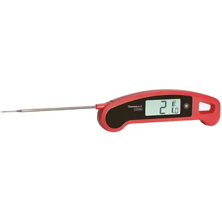 TFA Dostmann Thermo Jack Gourmet Profi-Küchenthermometer, Klappthermometer, Fleischthermometer, schnelle und genaue Messung, antibakterielle Beschichtung, abwaschbar,L 160 (275) x B 48 x H 20 mm, Rot
