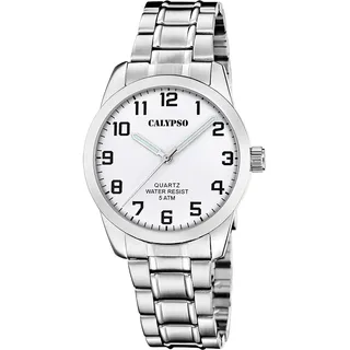 Calypso Herrenuhr Analog Edelstahl 316L Silber - Quarz - Gehärtetes Mineralglas - Wasserdicht 5 ATM K5866/1 Basic