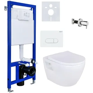 Hänge Dusch WC Taharet Bidet Toilette Vorwandelement Spülkasten Komplettset - Weiß