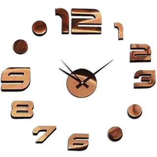 Roségoldene Wanduhr aus Kunststoff, Quarzwerk, Dekoration für Küche oder Wohnzimmer - Kupfer
