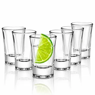 volila 6 Klare Schnapsgläser aus Glas - 2,5 cl Spülmaschinenfest Shotgläser mit Standfest für Wodka Gläser, Tequila Gläser für Jede Party